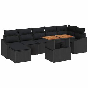 vidaXL Ensemble de salle à manger pour jardin 8 Pièces Noir et Marron