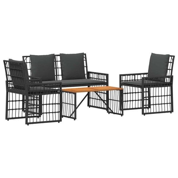 vidaXL Ensemble de meubles d'extérieur 4 pc Noir et Gris foncé
