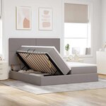 vidaXL Lit de rangement LED avec matelas Taupe 200 x 200 cm Tissu