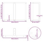 vidaXL Pieds de table à manger en T 2 pièces Noir 90x35x(72-73) cm Acier