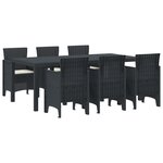 vidaXL Ensemble de salle à manger de jardin 7 pièces avec coussins en poly rotin anthracite