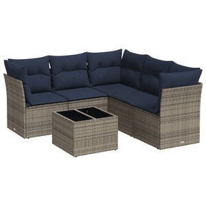 vidaXL Salon de jardin 6 Pièces avec coussins gris résine tressée