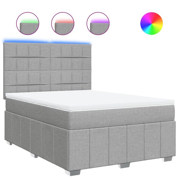 vidaXL Sommier à lattes de lit avec matelas Gris clair 140x190cm Tissu