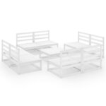 vidaXL Salon de jardin 9 Pièces Blanc Bois de pin massif