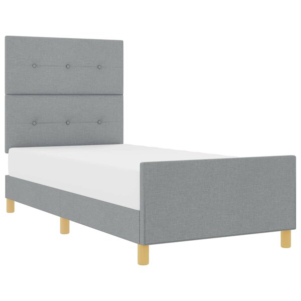 vidaXL Cadre de lit avec tête de lit Gris clair 90 x 190 cm tissu
