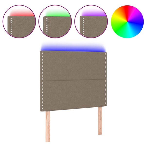 vidaXL Tête de lit à LED Taupe 90x5x118/128 cm Tissu