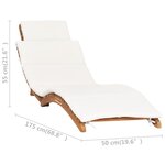 vidaXL Chaise longue pliable avec coussin blanc crème Bois de teck