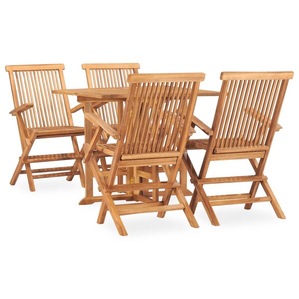 vidaXL Ensemble à manger d'extérieur pliable 5 Pièces Bois solide de teck