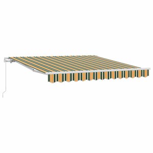 vidaXL Auvent Rétractable Vert et jaune 350 x 250 cm tissu