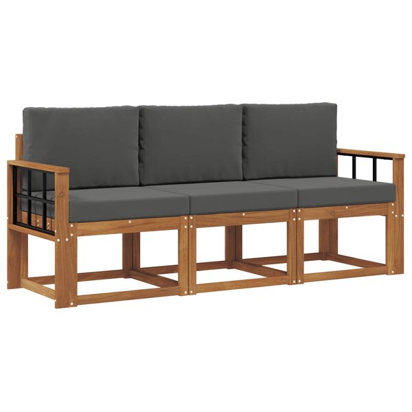 vidaXL Ensemble de canapés d'extérieur 3 pc Naturel et Anthracite