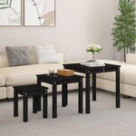 vidaXL Tables gigognes 3 Pièces Noir Bois de pin massif