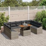 vidaXL Ensemble de canapé de jardin 10 Pièces Gris Poly rotin