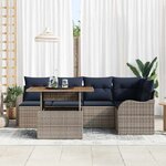 vidaXL Ensemble de canapé de jardin 6 Pièces Gris et bleu marine