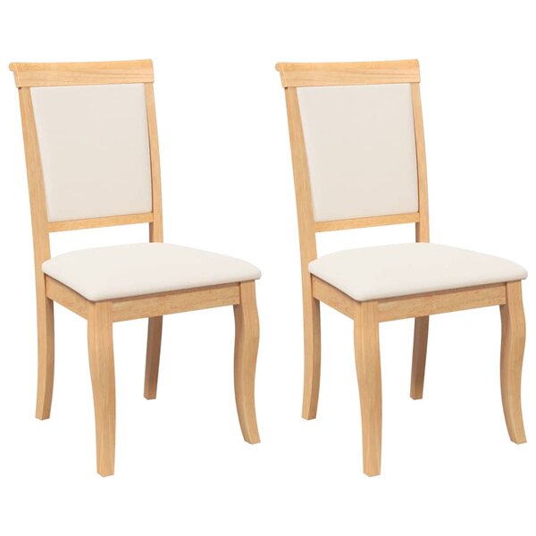 vidaXL Chaises à manger coussins 2 Pièces naturel bois massif caoutchouc