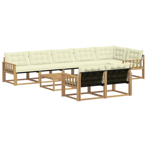 vidaXL Ensemble de canapés d'extérieur 9 Pièces Blanc et crème