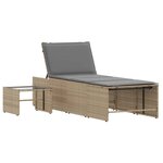 vidaXL Chaises longues lot de 2 avec table beige résine tressée