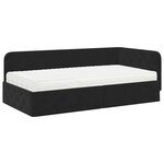 vidaXL Cadre de lit d'angle avec matelas Noir 90 x 190 cm Velours