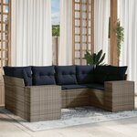 vidaXL Salon de jardin 6 Pièces avec coussins gris résine tressée
