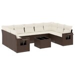 vidaXL Salon de jardin 10 Pièces avec coussins marron résine tressée