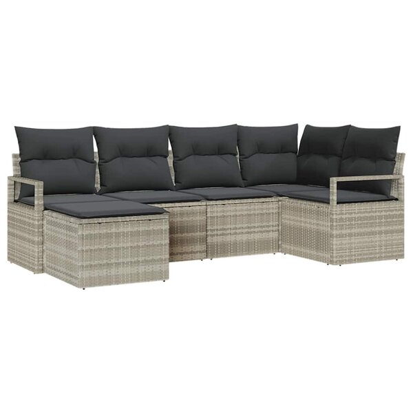 vidaXL Ensemble de canapé de jardin 6 Pièces Gris clair Poly rotin