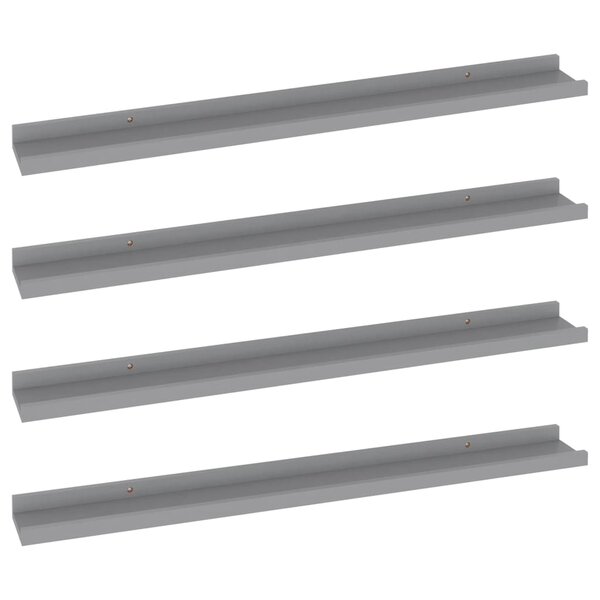 vidaXL Étagères murales 4 Pièces Gris 80x9x3 cm