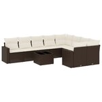 vidaXL Salon de jardin 10 Pièces avec coussins marron résine tressée