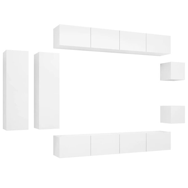 vidaXL Ensemble de meubles TV 8 Pièces Blanc Bois d'ingénierie