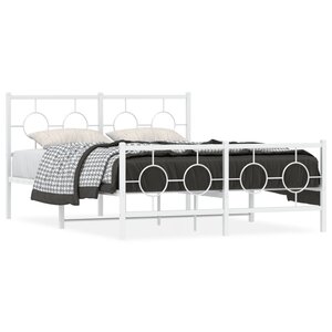vidaXL Cadre de lit métal sans matelas et pied de lit blanc 140x190 cm