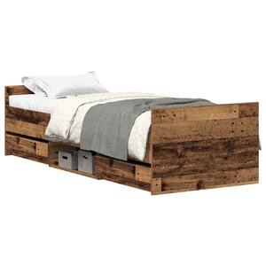 vidaXL Cadre de lit sans matelas vieux bois 100x200 cm bois ingénierie