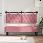 vidaXL Tête de lit suspendue Avec lumière LED Rose Velours