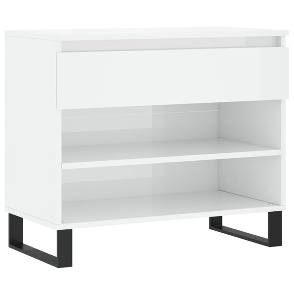 vidaXL Armoire à chaussure Blanc brillant 70x36x60 cm Bois ingénierie