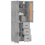 vidaXL Buffet haut Gris béton 69 5x34x180 cm Bois d'ingénierie