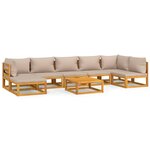 vidaXL Salon de jardin 8 Pièces avec coussins taupe bois massif
