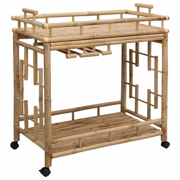 vidaXL Chariot à vin avec roues Naturel 85 x 50 x 93 cm Bambou