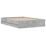 vidaXL Cadre de lit à tiroirs gris béton 135x190 cm bois d'ingénierie