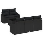 vidaXL Ensemble de canapé de jardin 6 pièces avec coussins Noir Poly Rattan
