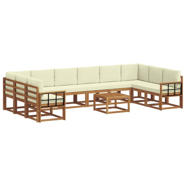 vidaXL Ensemble de canapés d'extérieur 11 Pièces Naturel et Crème