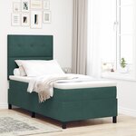 Lit Box Spring vidaXL avec Matelas et LED Vert Foncé 90x200 cm Velours