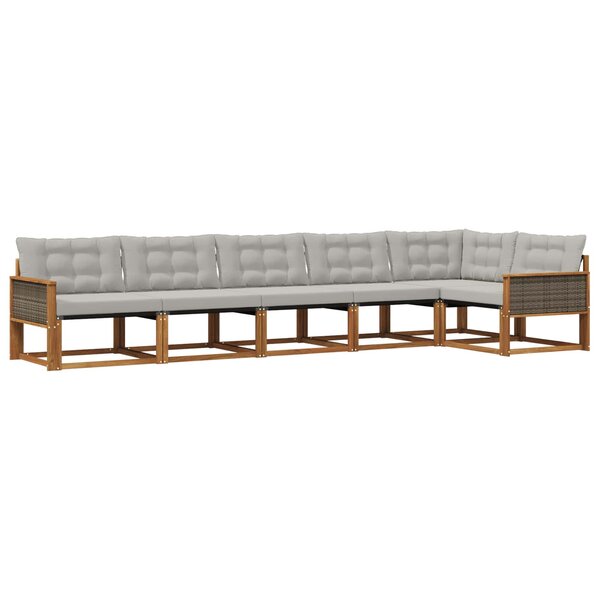 vidaXL Ensemble de canapés d'extérieur 6 pc Naturel et gris clair
