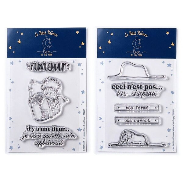 8 Tampons transparents Le Petit Prince Fleur et Boa