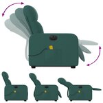 vidaXL Fauteuil inclinable de massage électrique Vert foncé Tissu