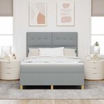 vidaXL Lit à ressorts avec matelas Gris clair 140 x 190 cm tissu
