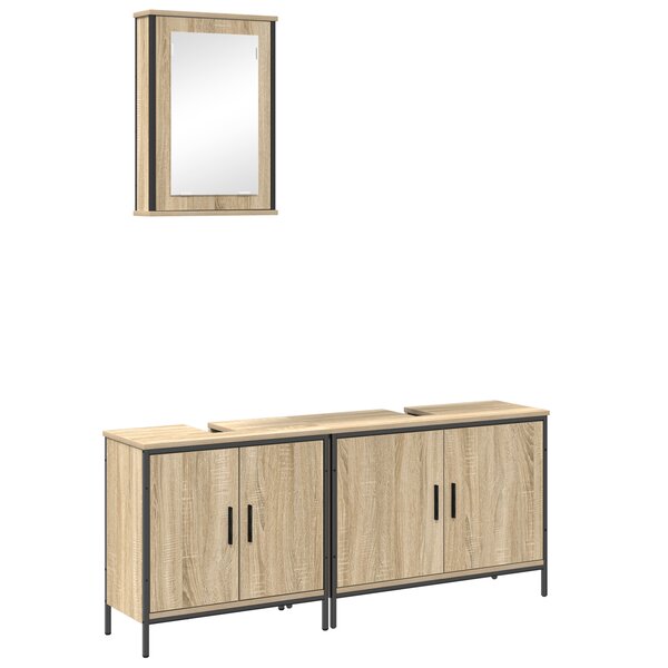 vidaXL Ensemble de meubles de salle de bain de 3 pièces en bois d'ingénierie chêne