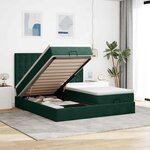 vidaXL Cadre de lit ottoman avec matelas vert foncé 160x200 cm velours