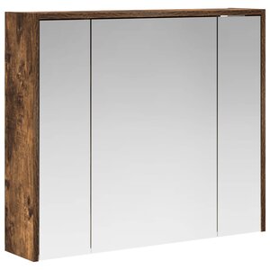 vidaXL Armoire Miroir de Salle de Bain Chêne fumé 73 5 x 16 x 62 5 cm