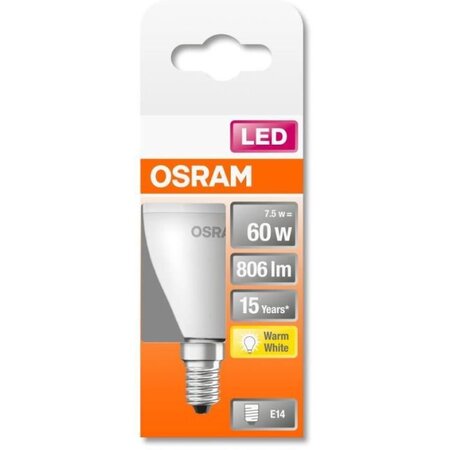 Osram ampoule led sphérique dépolie avec radiateur 8w=60 e14 chaud