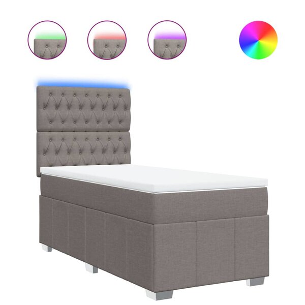 vidaXL Sommier à lattes de lit avec matelas Taupe 90x200 cm Tissu
