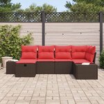 vidaXL Ensemble de canapé de jardin 6 Pièces Marron polyrotin