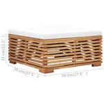 Vidaxl table et repose-pied de jardin avec coussin crème bois de teck