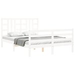 vidaXL Cadre de lit avec tête de lit blanc King Size bois massif